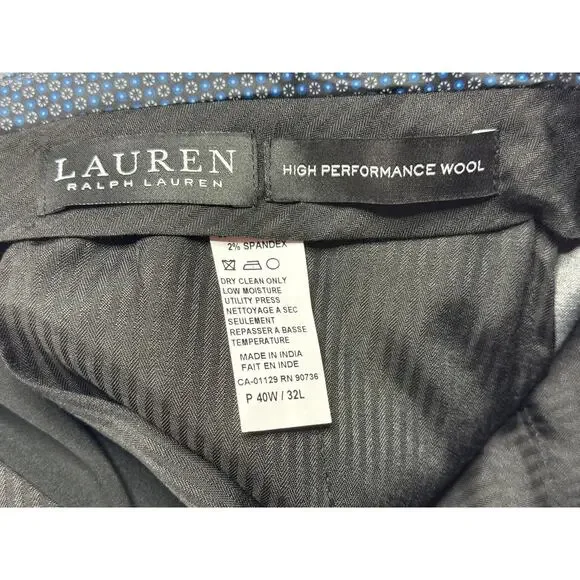 NWT Lauren Ralph Lauren Men's Classic Fit Wool Gray Dress Pants - Size 40x31.5 - Picture 8 of 9